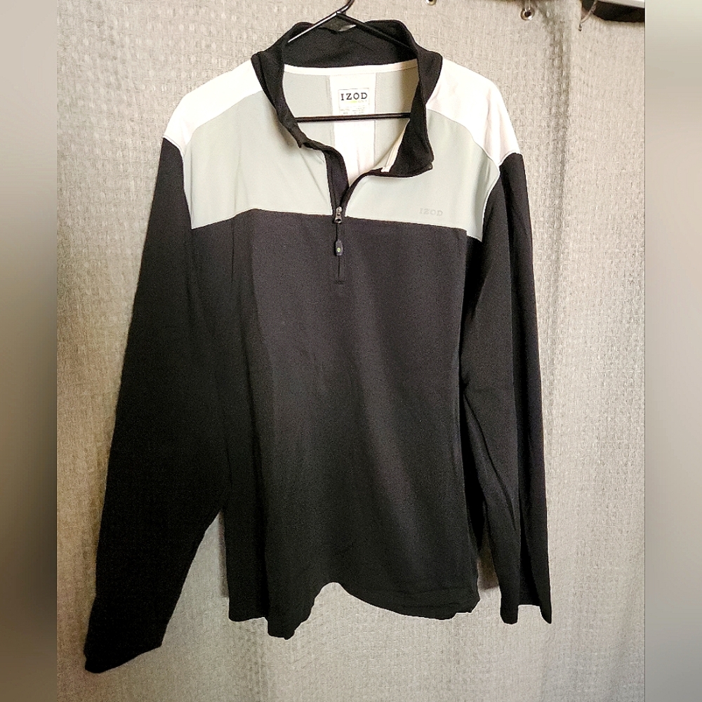 Izod Silver and Black Windbreaker Jacket